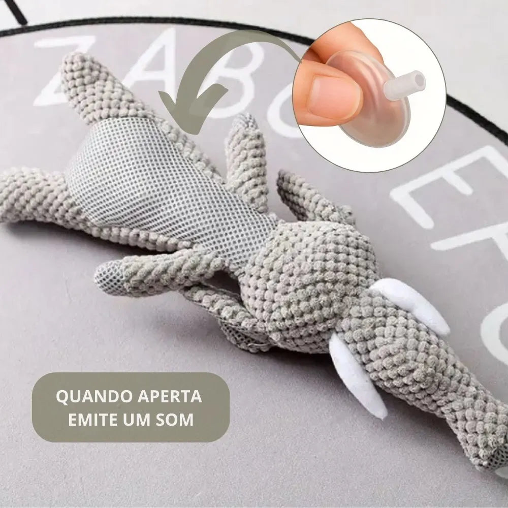 Detalhe do apito interno do elefante de pelúcia para pets