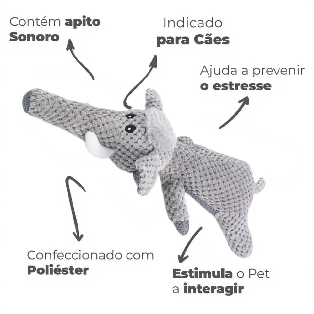 Detalhes do elefante de pelúcia para pets