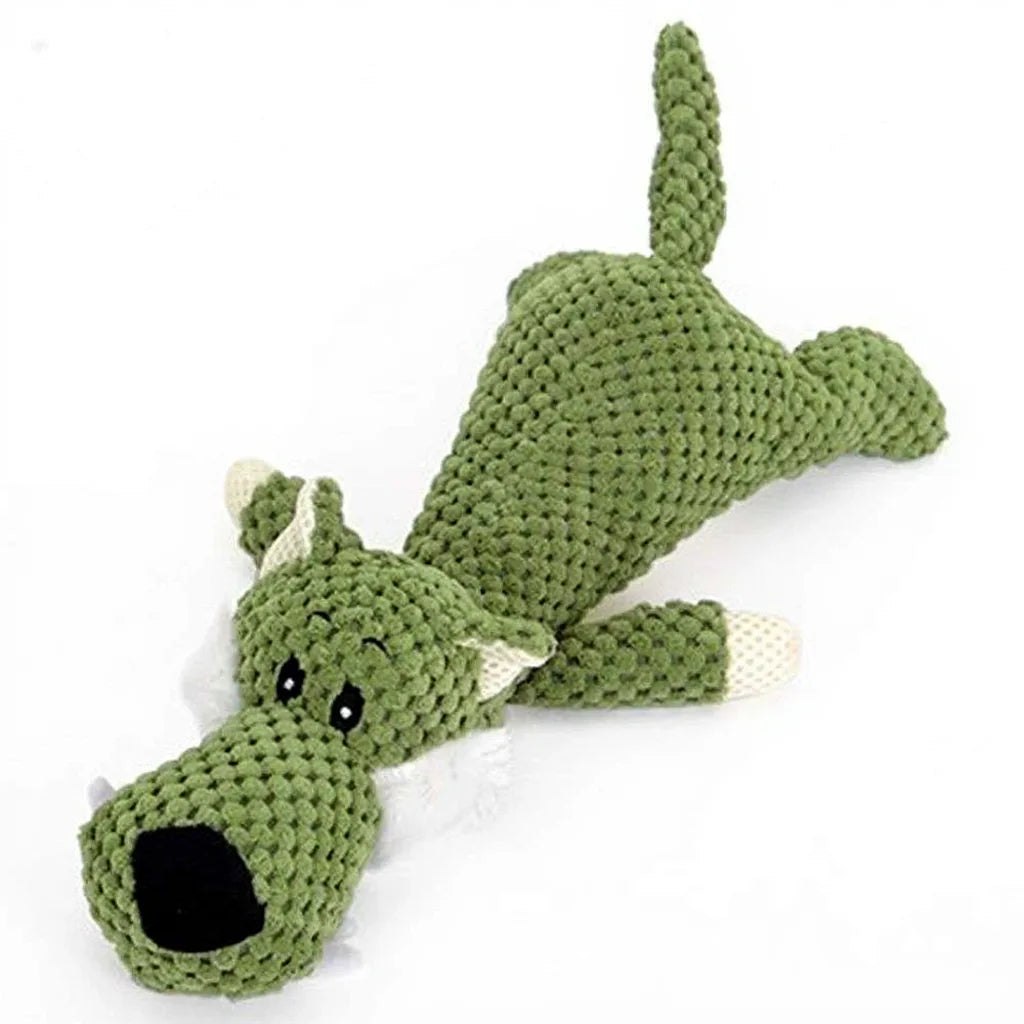 Brinquedo lobo de pelúcia para cães cor verde