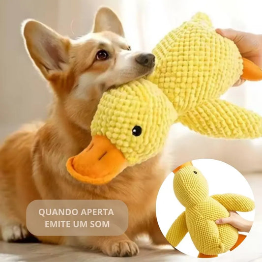 Brinquedo de pelúcia pato amarelo para cães com som