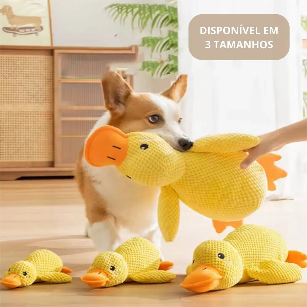 Brinquedo de pelúcia pato amarelo para cães 3 tamanhos