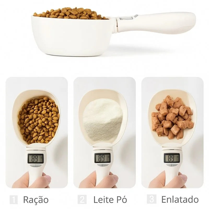 Colher com display LED para medir ração de pets
