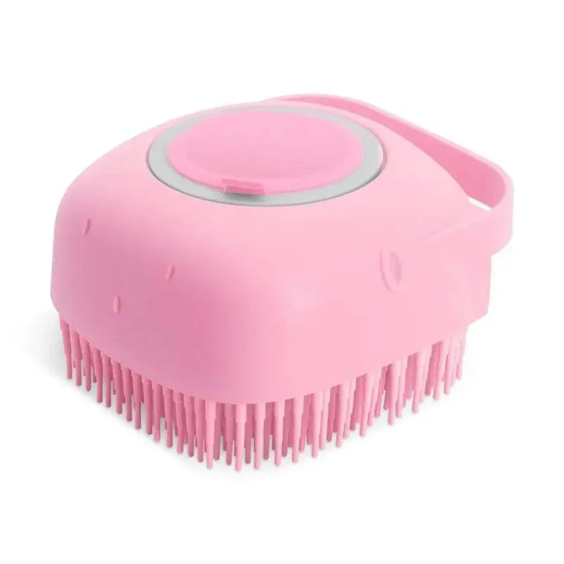 Escova pet prática com dispenser para shampoo