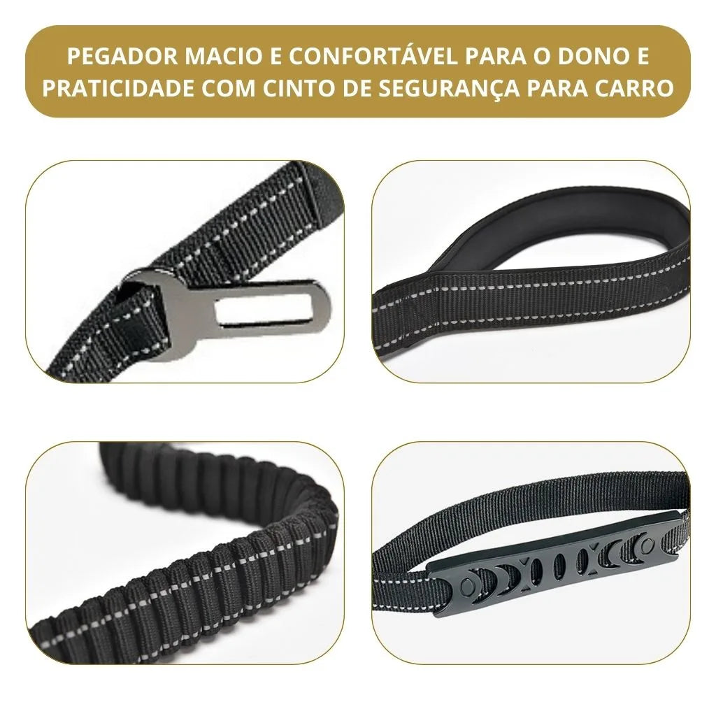 Guia pet multifuncional com fivela de cinto de segurança para carro