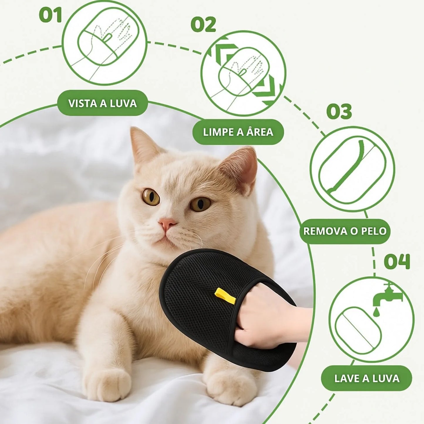 Luva de limpeza antipelo para cães e gatos