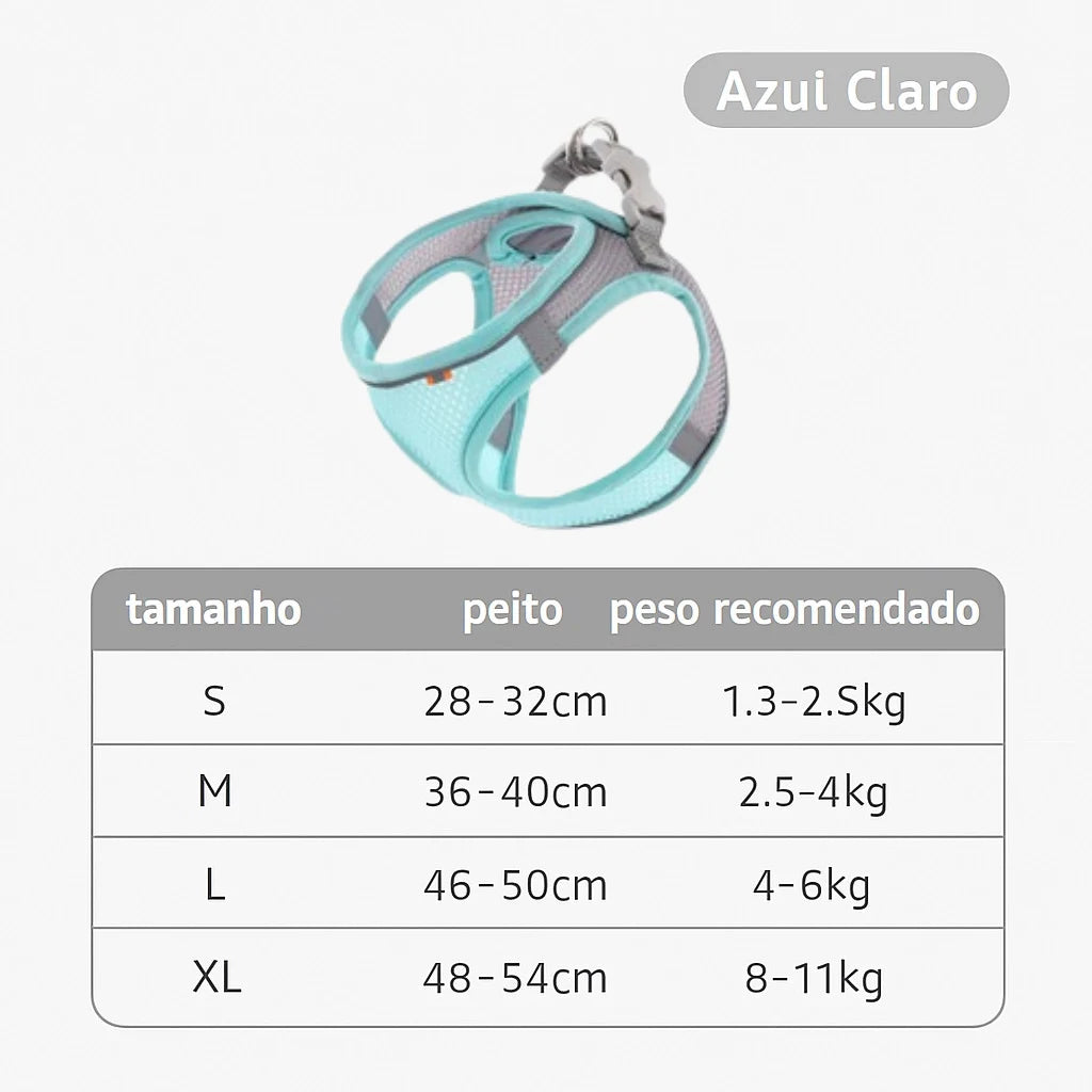 Peitoral antifuga ajustável e respirável para cães pequenos