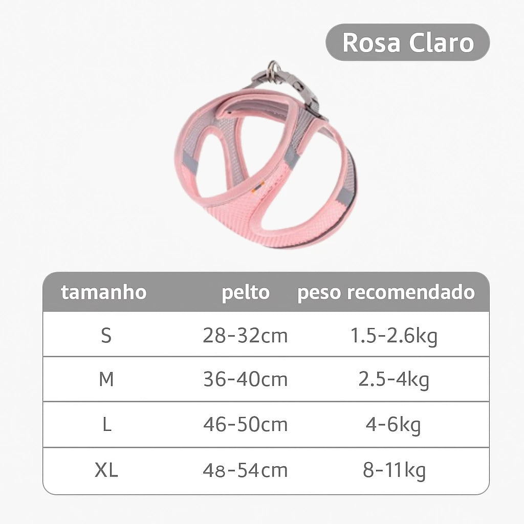 Peitoral antifuga ajustável e respirável para cães pequenos