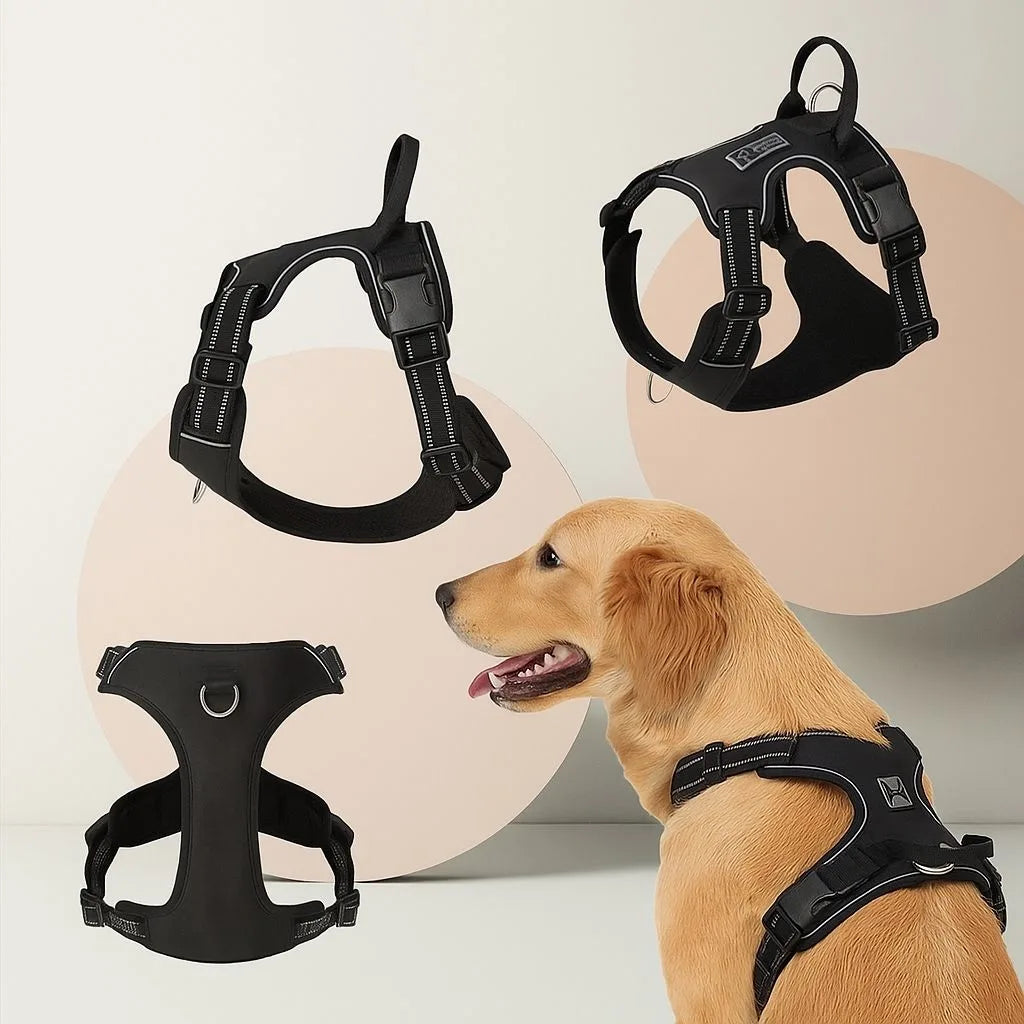 Peitoral anti-puxão confortável acolchoado para cachorros