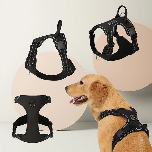 Peitoral anti-puxão confortável acolchoado para cachorros