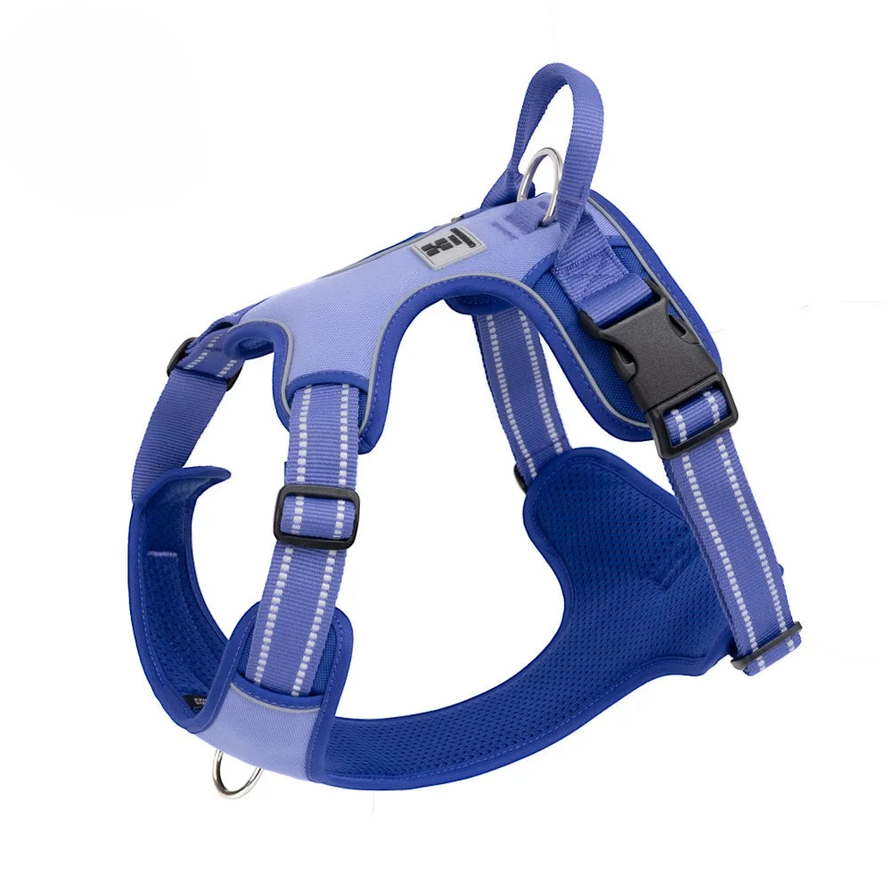 Peitoral anti-puxão para cães ajustável roxo