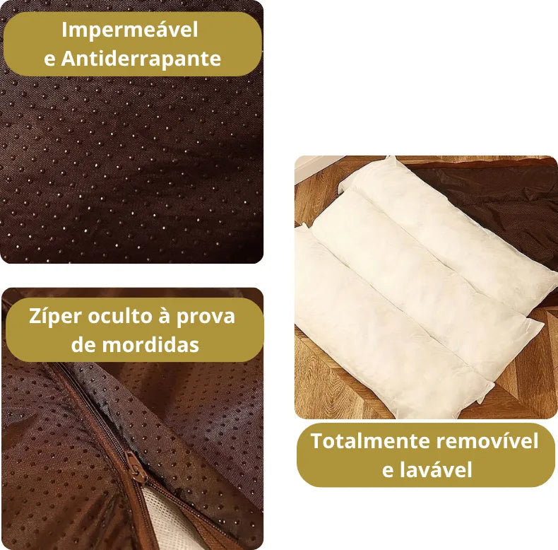 Cama lavável desmontável impermeável antiderrapante para cachorro