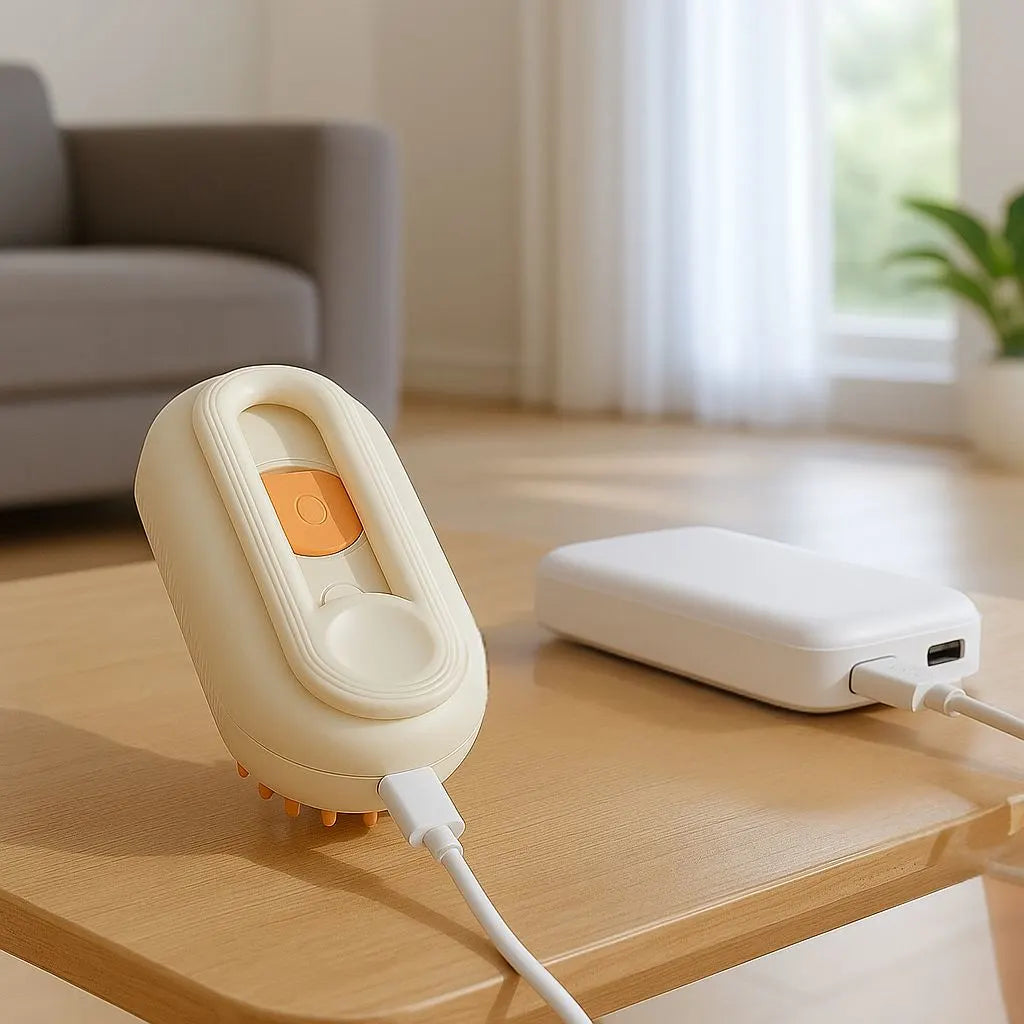 Escova portátil recarregável via USB para cães e gatos