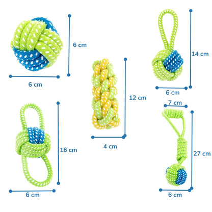 Conjunto de mordedores de corda em diferentes modelos e cores