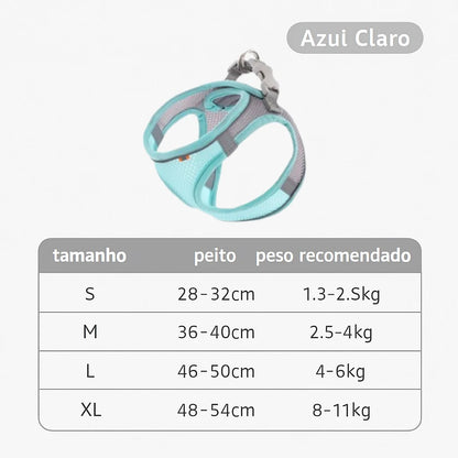 Peitoral antifuga ajustável e respirável para cães pequenos